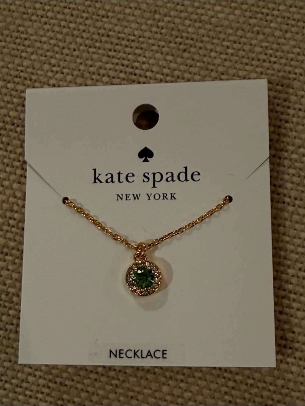 kate spade Peridot Green You're A Gem Pave Halo Pendant/NWT